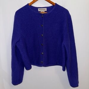 Appleseed’s Women’s Cobalt Blue Boiled Wool Cropped
Cardigan Sweater, sz XL